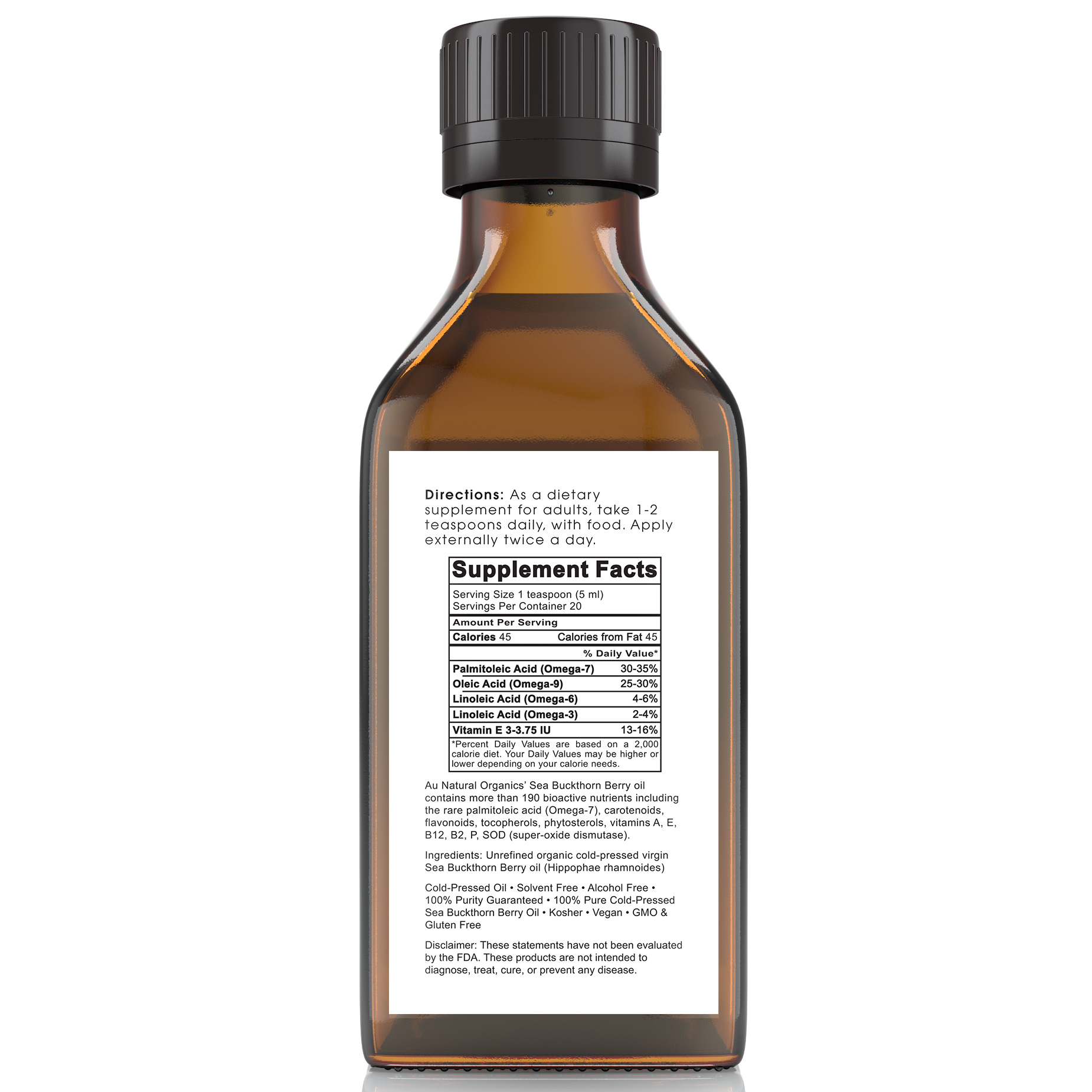 Sea Buckthorn Berry Oil - 3.4oz (100ml) - AU Natural Organics