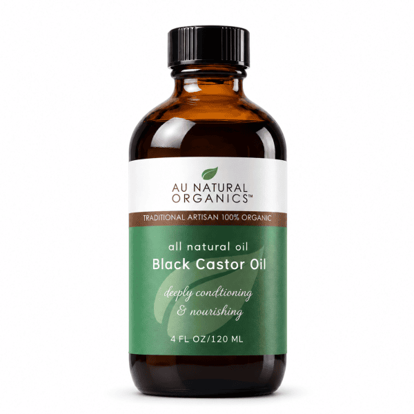 Black Castor Oil 120ml amber bottle by Au Natural Organics on white