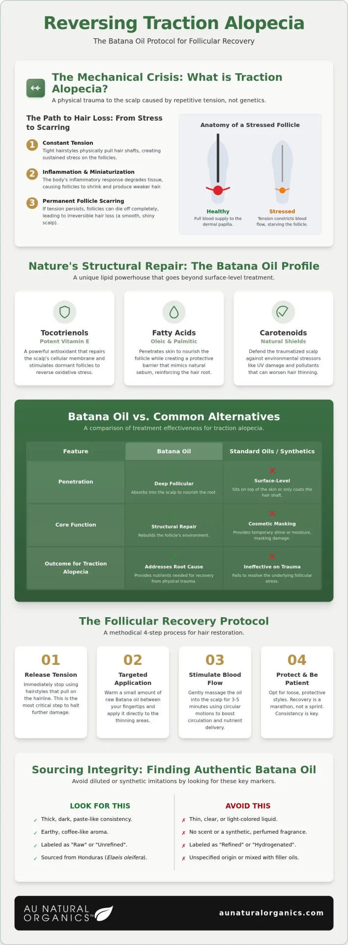 Batana Oil for Traction Alopecia: Follicular Recovery