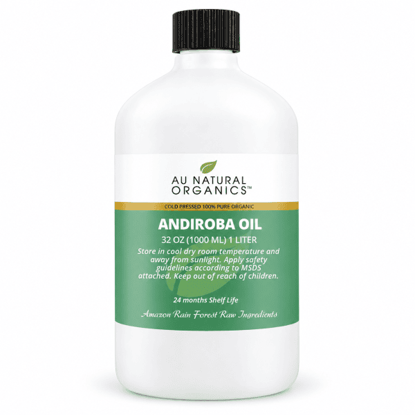 Au Natural Organics andiroba oil 1 liter white bottle on white