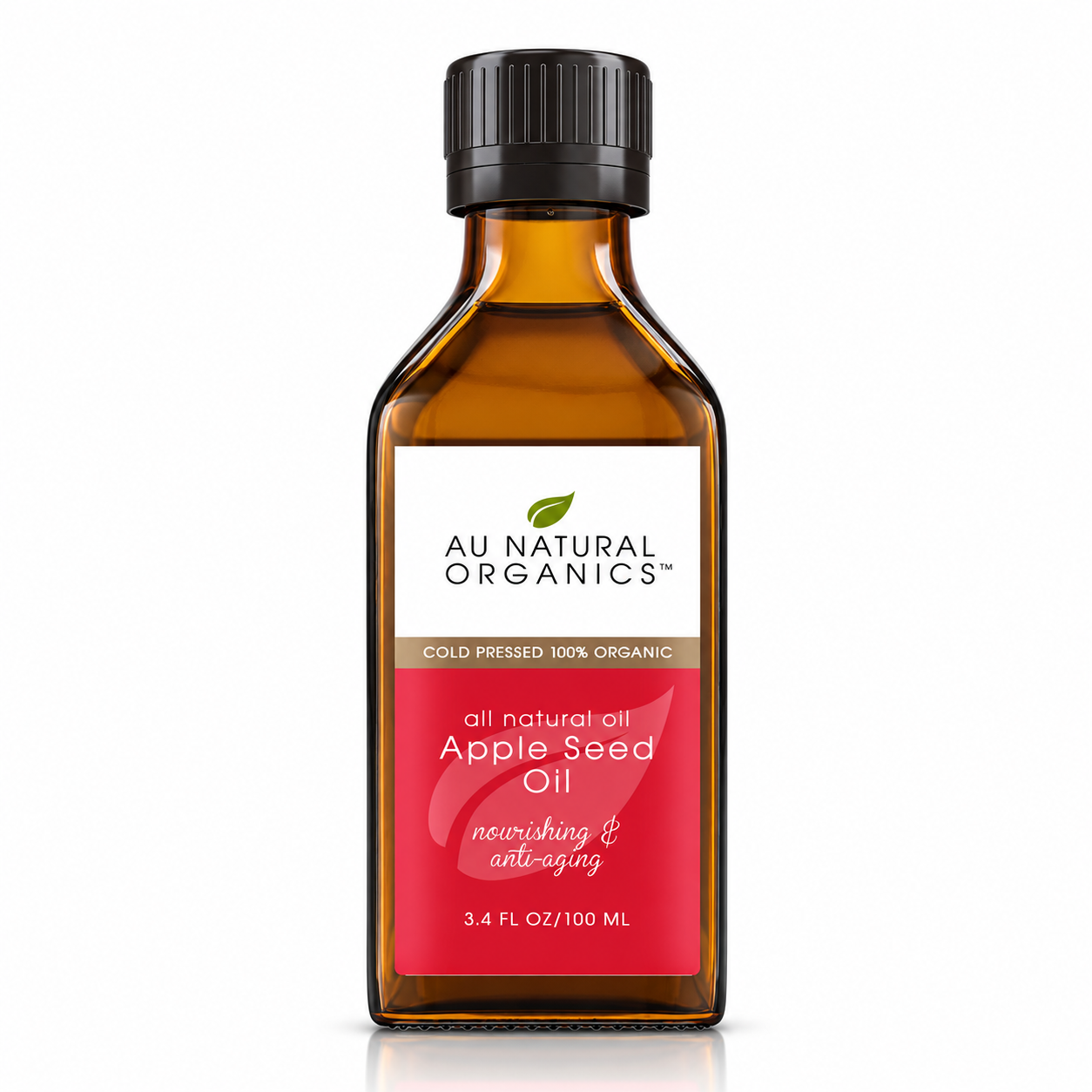 Apple Seed Oil - 3.4 oz (100 ml) 1 Au Natural Organics Apple Seed Oil 100ml bottle on white