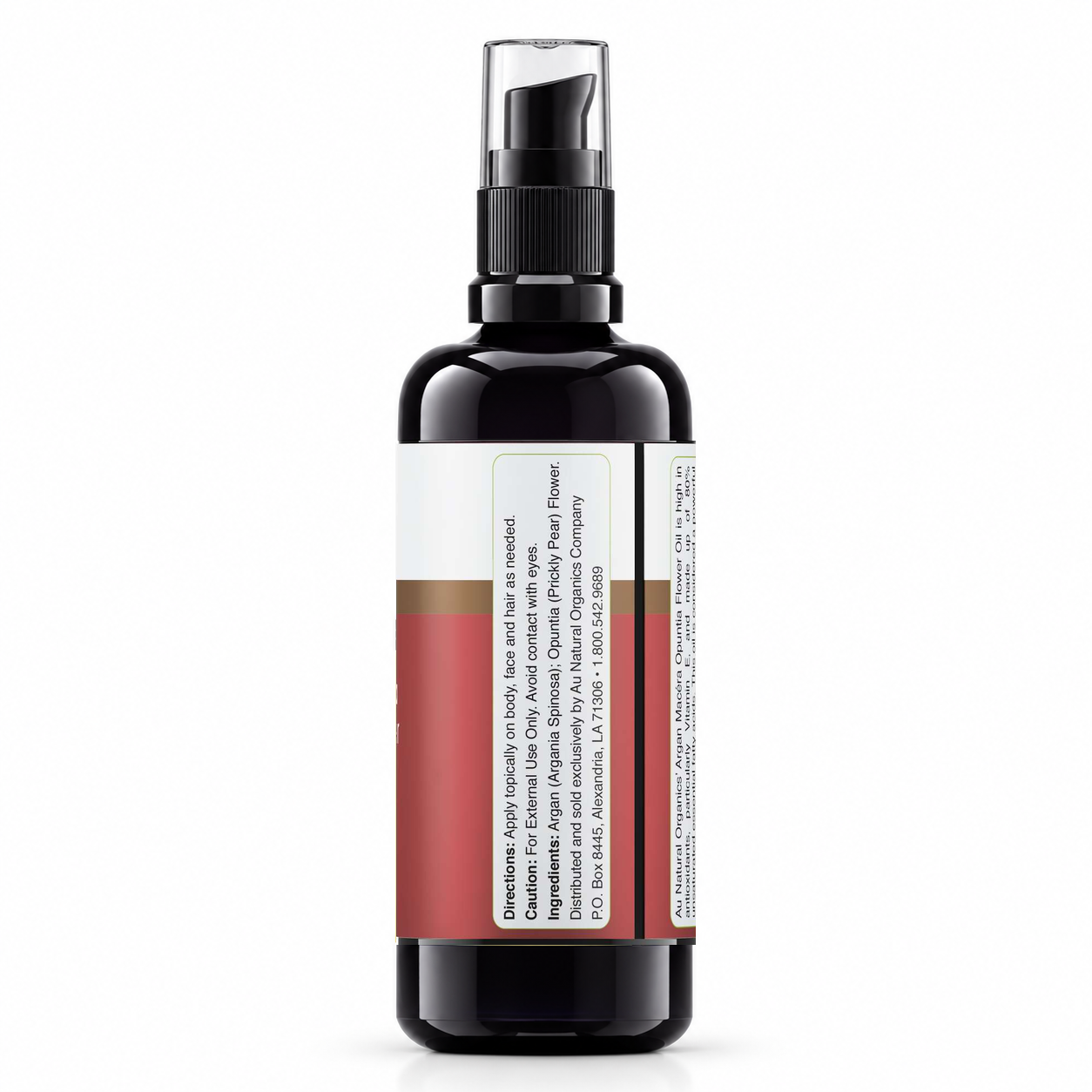 Au Natural Organics Argan Opuntia Macera Oil, back label