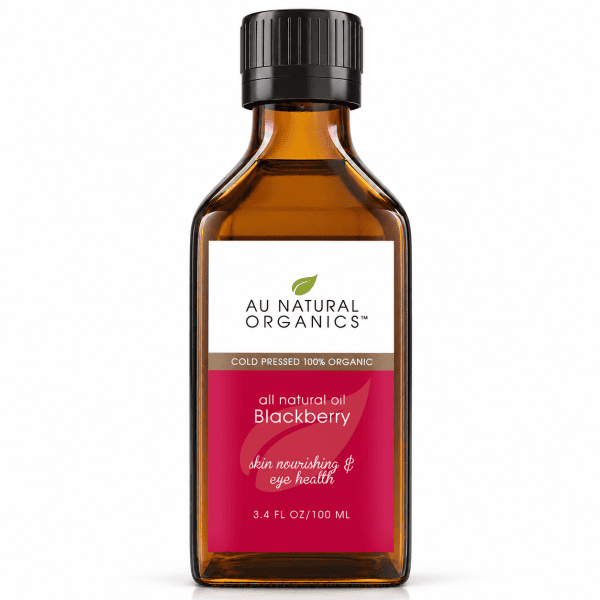 Au Natural Organics Blackberry oil 100ml amber bottle on white