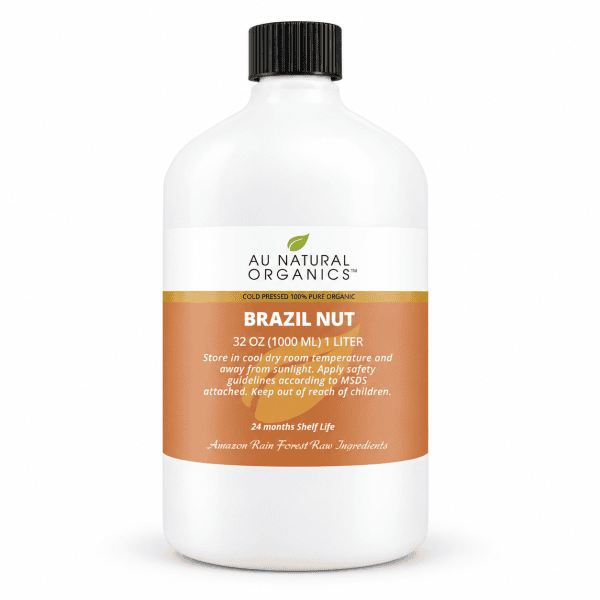 Au Natural Organics brazil nut 1 liter white bottle on white