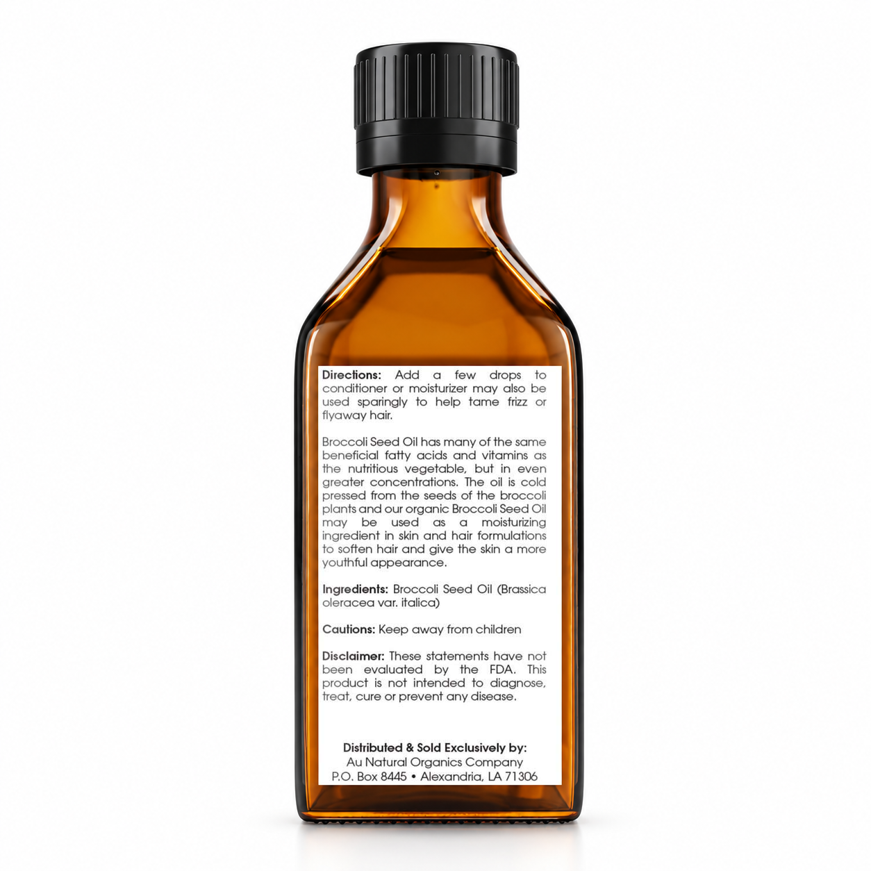 Au Natural Organics Broccoli Seed Oil, back label