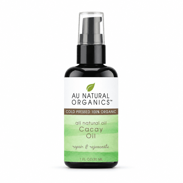 Au Natural Organics Cacay Oil 30ml black pump bottle on white