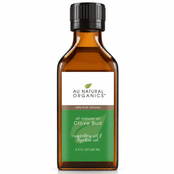 Au Natural Organics Clove Bud Oil 100ml bottle on white