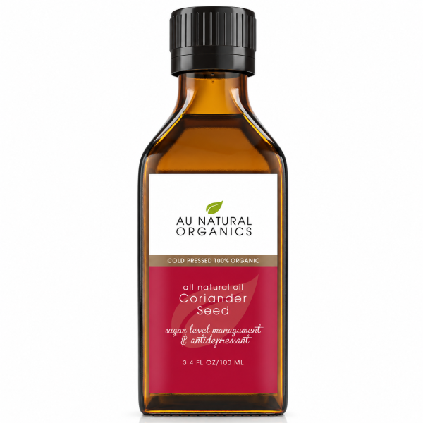 Au Natural Organics Coriander Seed Oil 100ml bottle on white