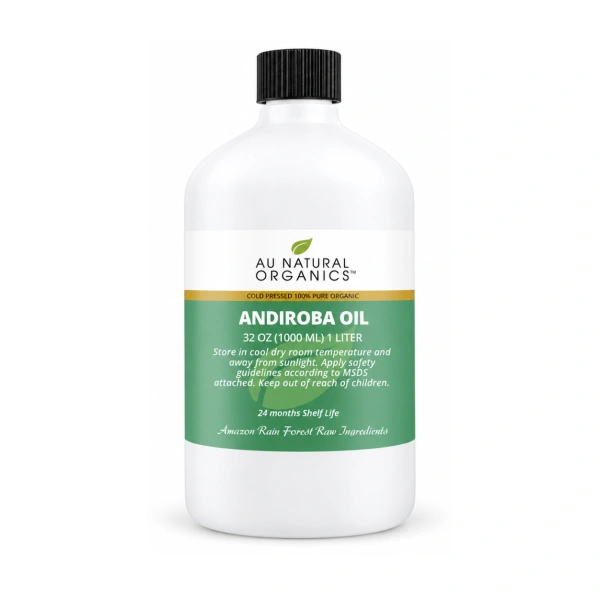 Au Natural Organics andiroba oil 1 liter white bottle on white