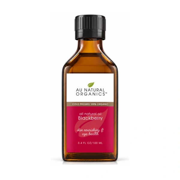 Au Natural Organics Blackberry oil 100ml amber bottle on white