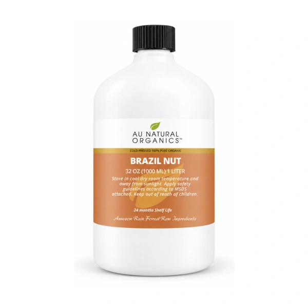 Au Natural Organics brazil nut 1 liter white bottle on white