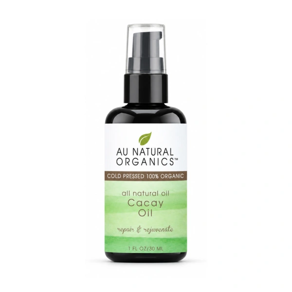 Au Natural Organics Cacay Oil 30ml black pump bottle on white