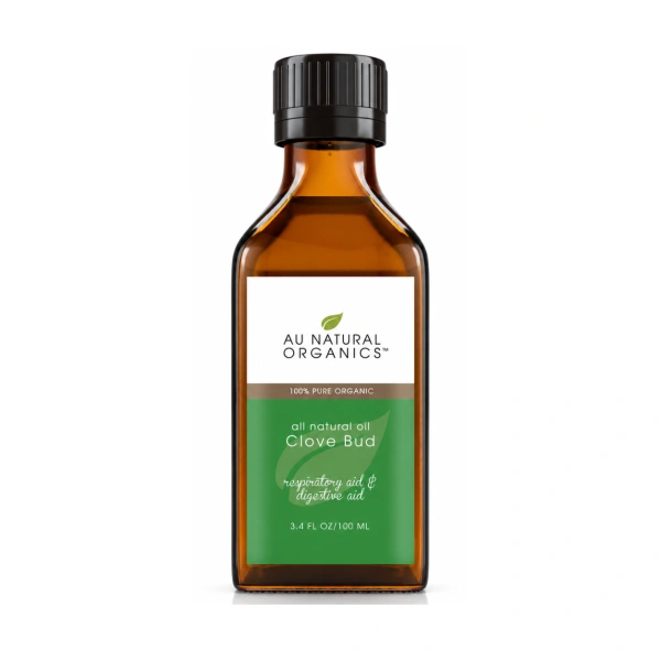 Au Natural Organics Clove Bud Oil 100ml bottle on white