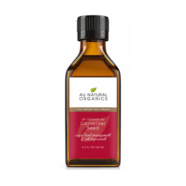 Au Natural Organics Coriander Seed Oil 100ml bottle on white