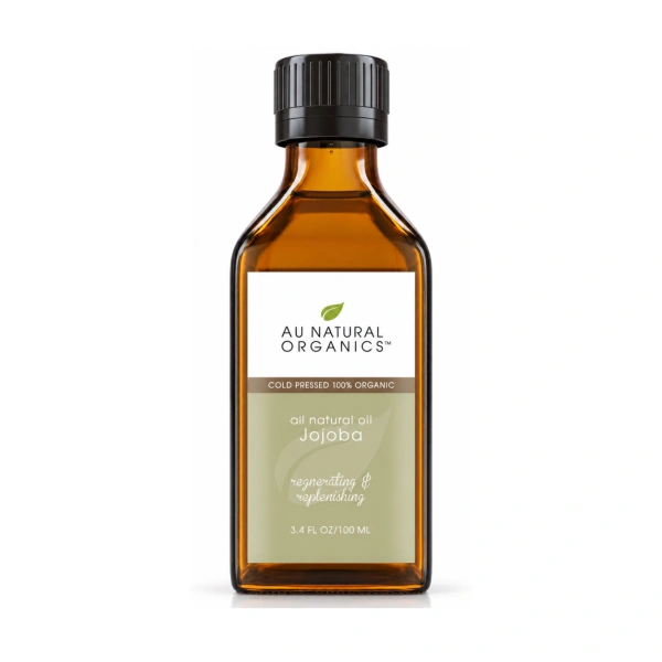 Au Natural Organics Jojoba oil 100ml amber bottle on white