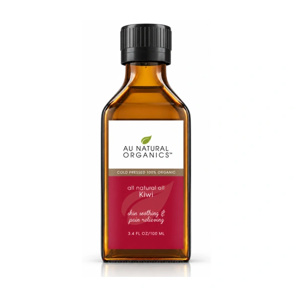 Au Natural Organics Kiwi oil 100ml amber bottle on white