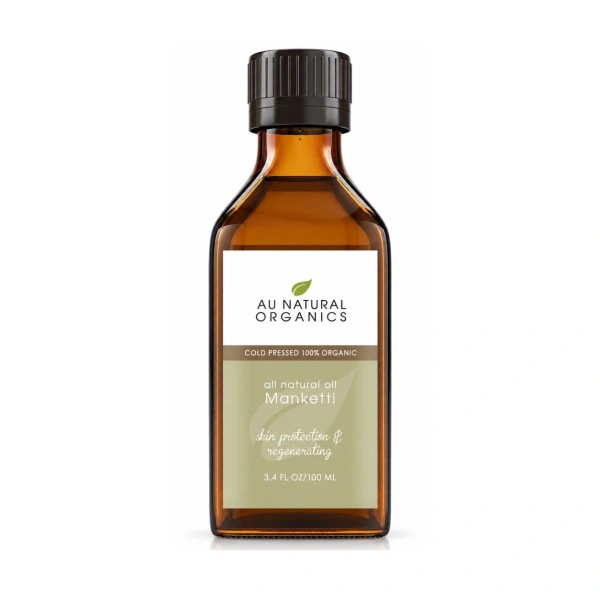 Au Natural Organics Manketti oil 100ml amber bottle on white
