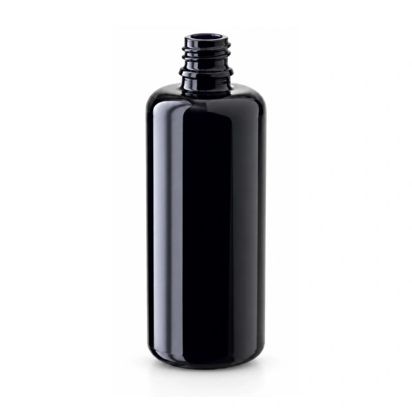 Unlabelled Miron violet glass bottle 100ml on white
