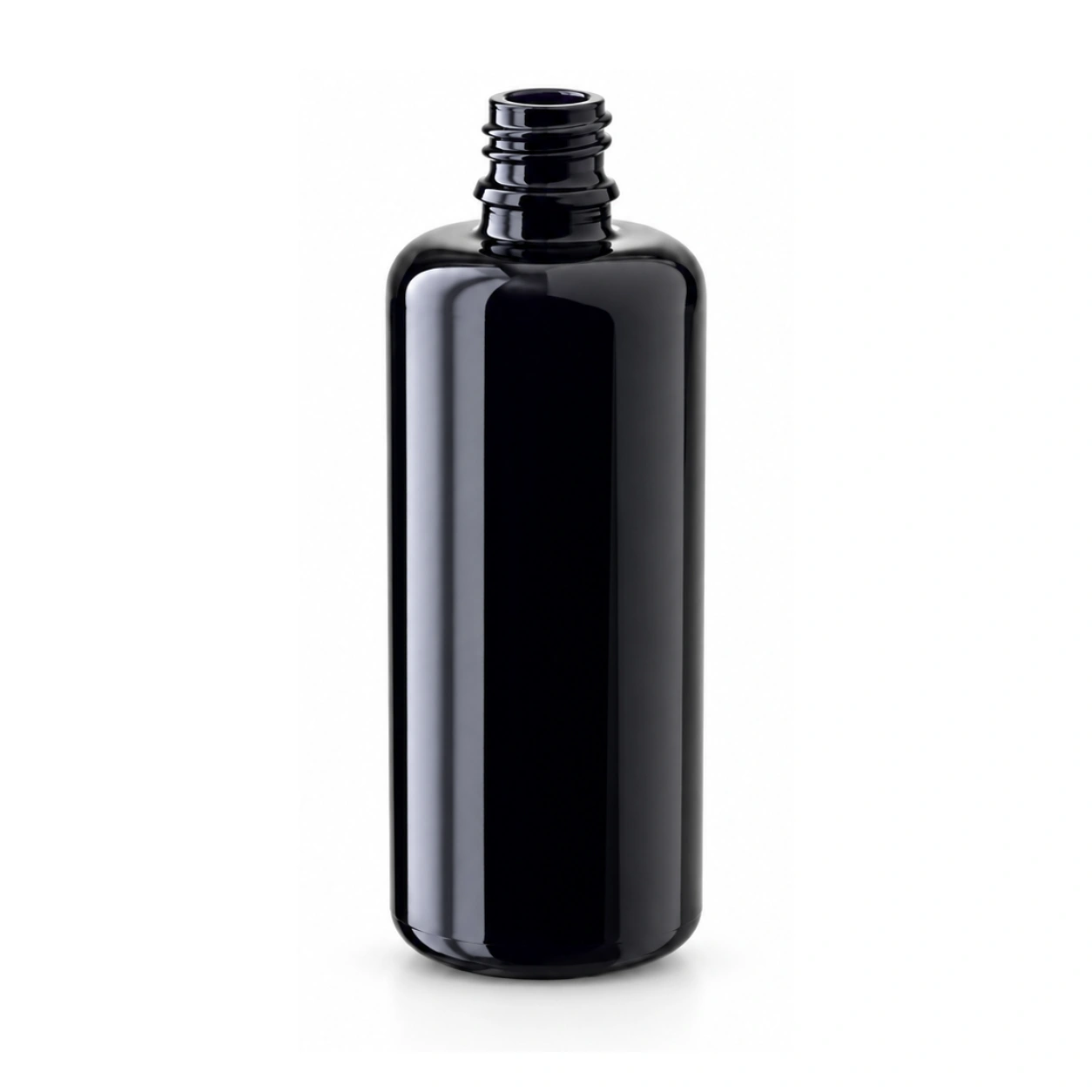Unlabelled Miron violet glass bottle 100ml on white