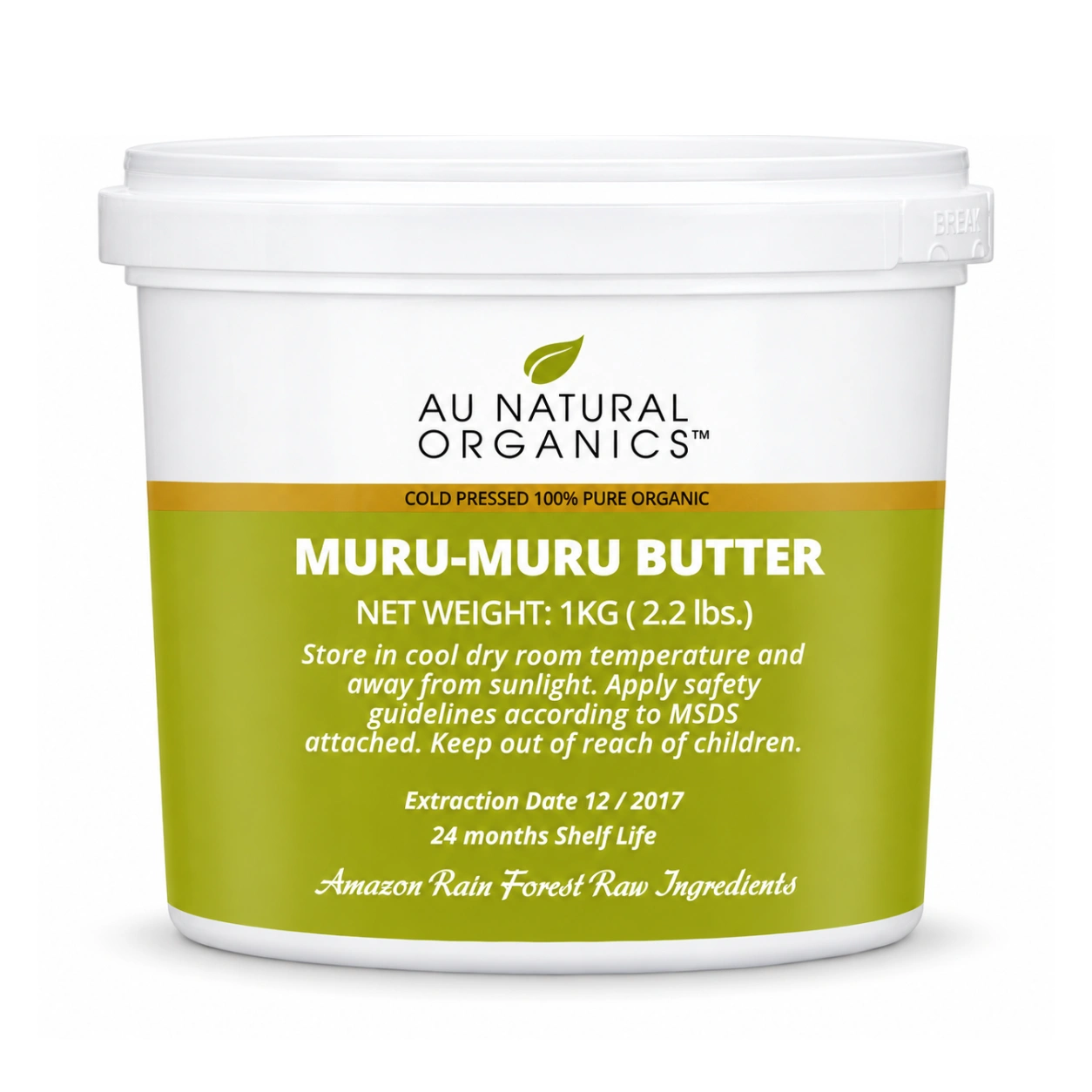 Au Natural Organics Muru-Muru Butter 1kg white tub on white