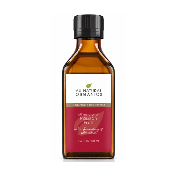 Au Natural Organics Passion Fruit Oil 100ml bottle on white