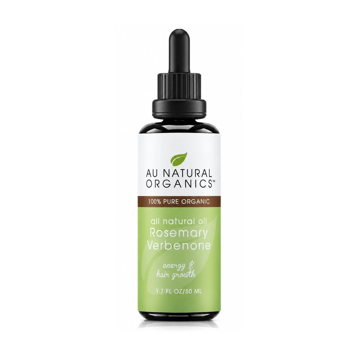 Rosemary Oil (Verbenone) for Hair & Skin – 1.7oz (50ml) 1 Au Natural Organics Rosemary Verbenone Oil 50ml bottle on white