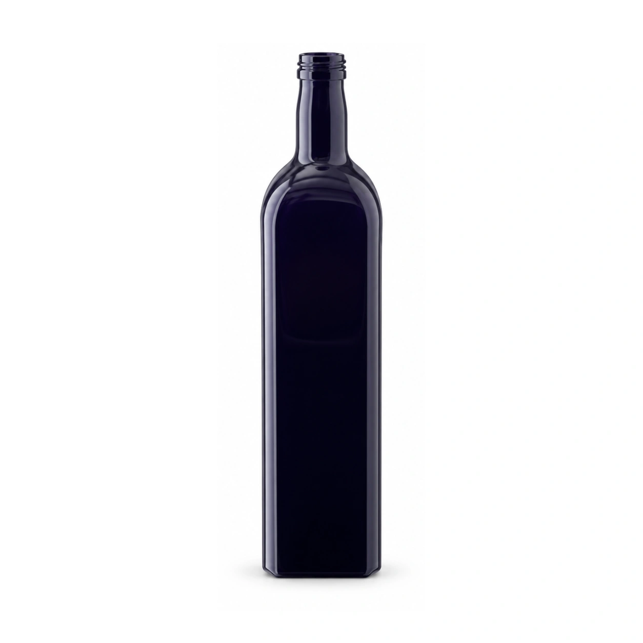 Square Miron Bottle (750 ml) 1 Unlabelled square Miron violet glass bottle 750ml on white