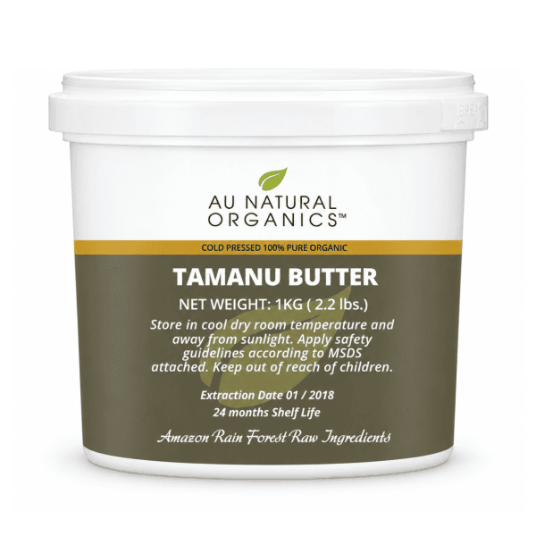 Au Natural Organics Tamanu Butter 1kg white tub on white