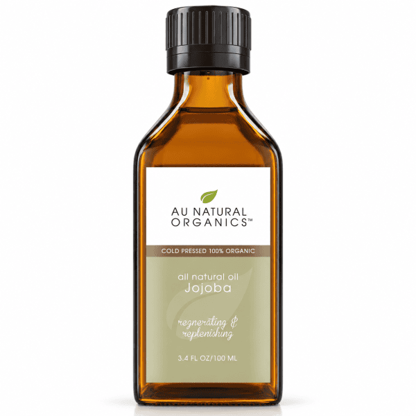 Au Natural Organics Jojoba oil 100ml amber bottle on white