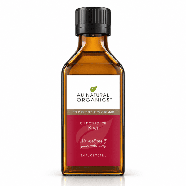 Au Natural Organics Kiwi oil 100ml amber bottle on white