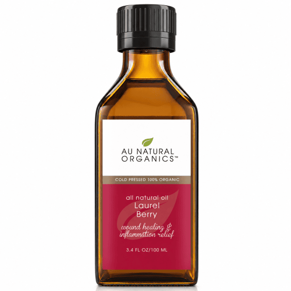Au Natural Organics Laurel Berry Oil 100ml bottle on white