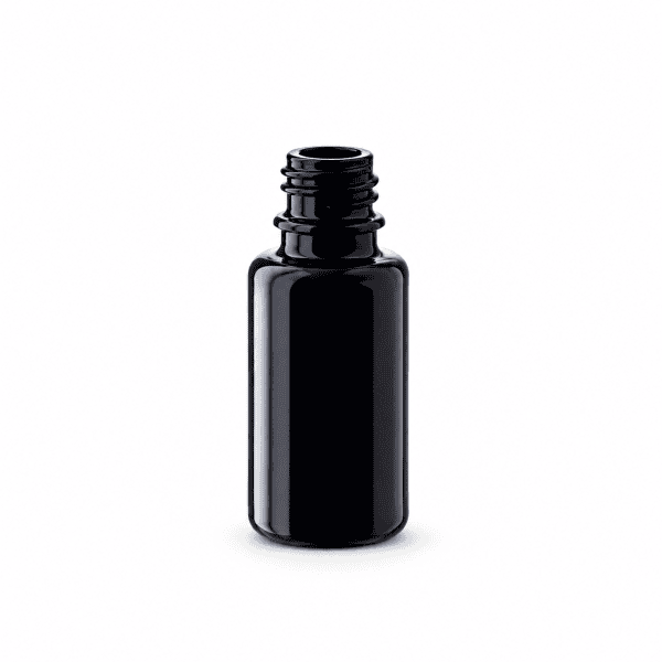 Unlabelled Miron violet glass bottle 15ml on white