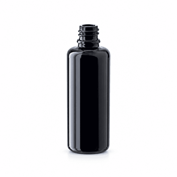 Unlabelled Miron violet glass bottle 50ml on white