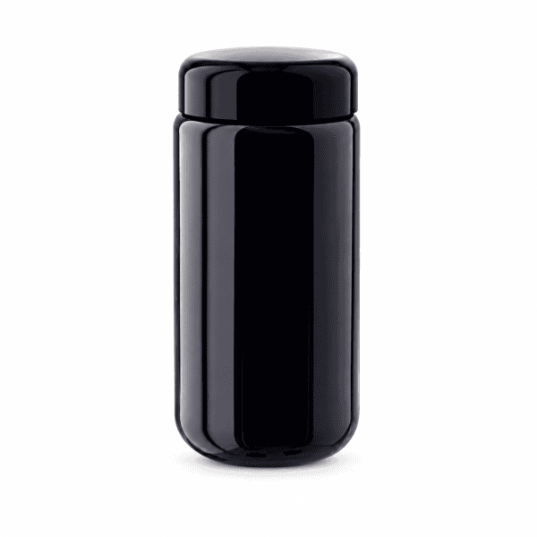 Miron violet glass wide neck jar 100ml with black lid on white