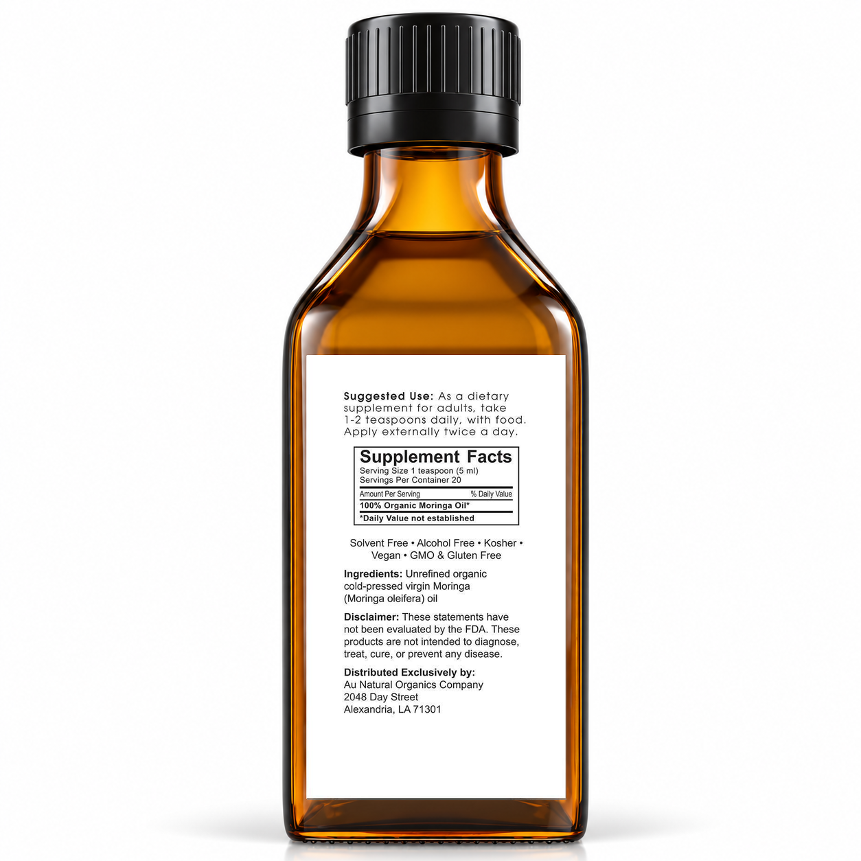 Au Natural Organics Moringa Oil, back label