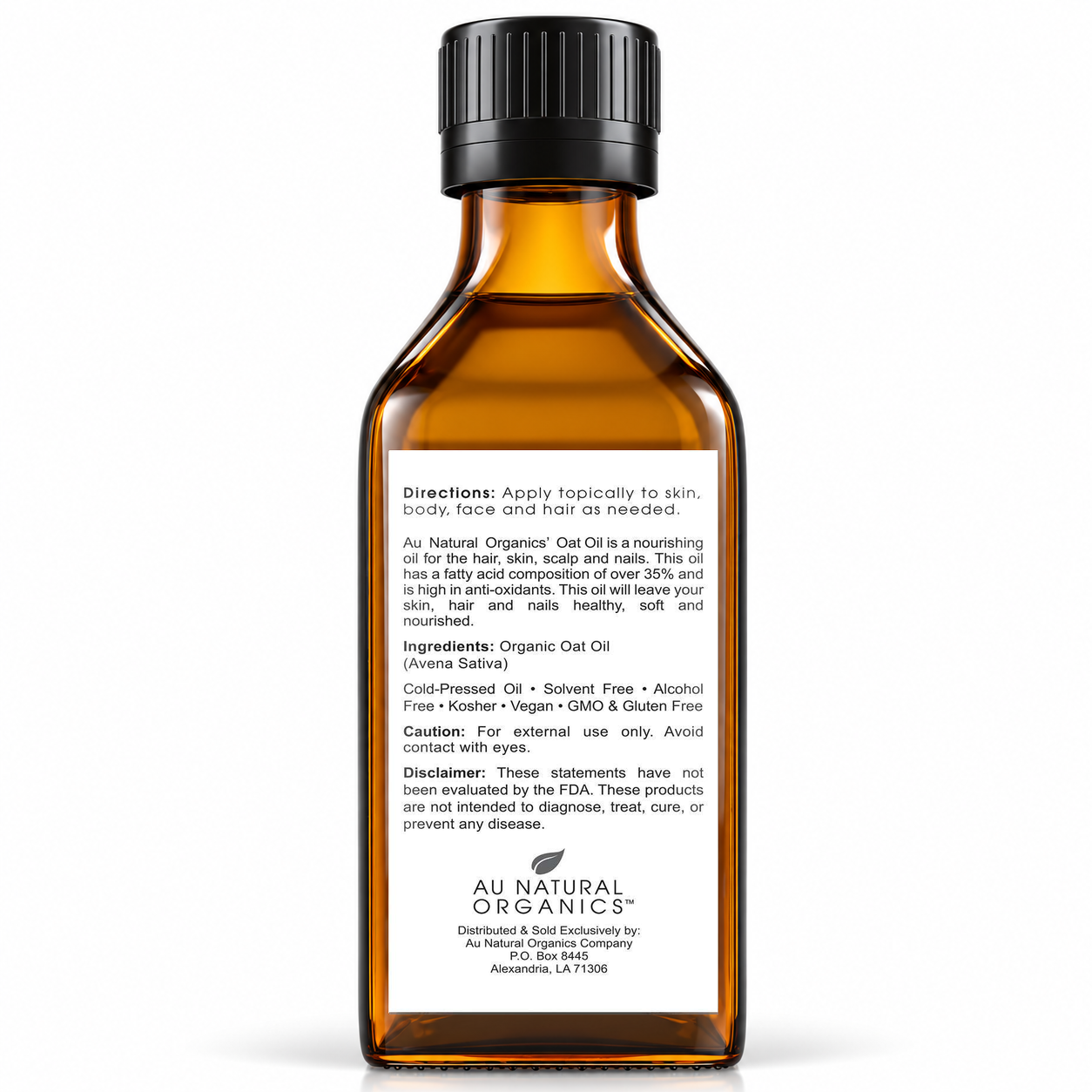 Au Natural Organics Organic Oat Oil, back label