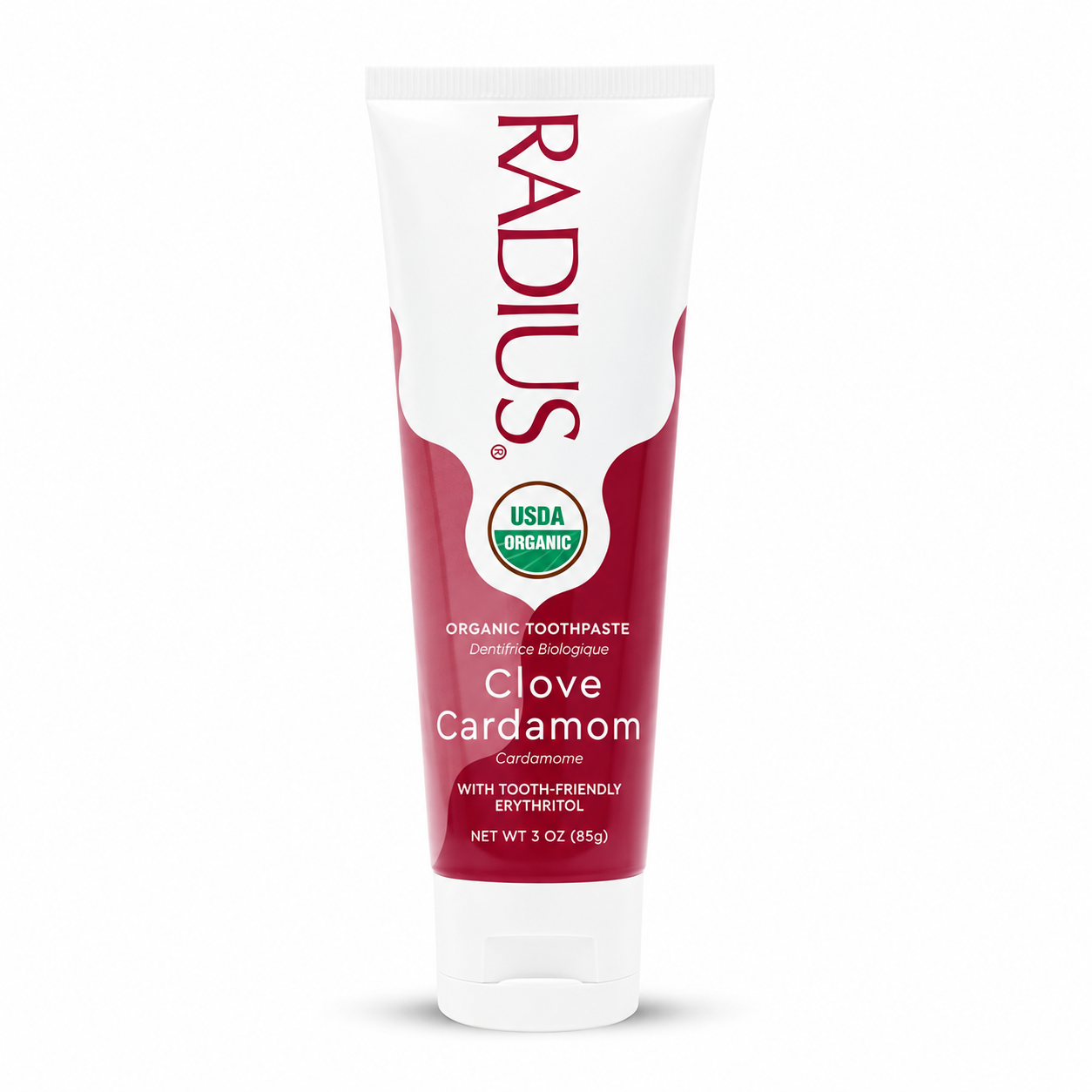 Radius Organic Toothpaste Clove Cardamom 1 Radius Clove Cardamom organic toothpaste 3oz tube on white