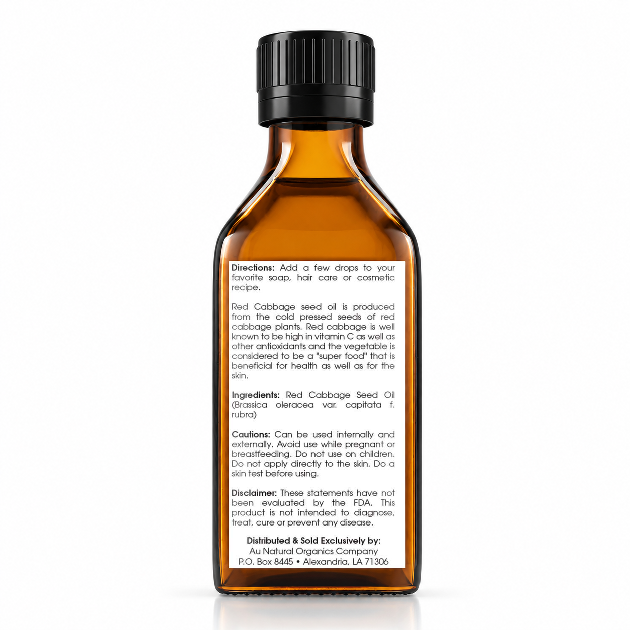 Au Natural Organics Red Cabbage Seed Oil, back label