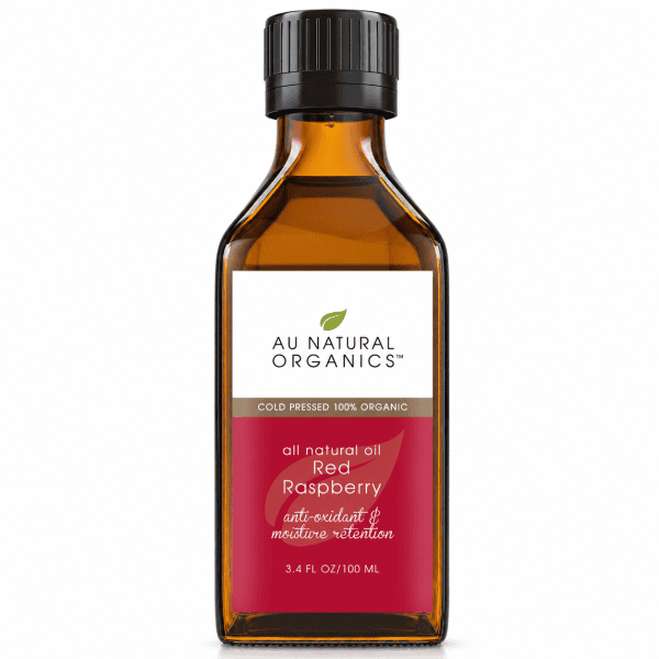 Au Natural Organics Red Raspberry Oil 100ml bottle on white