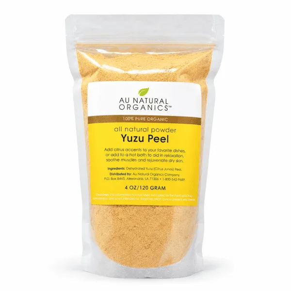Yuzu Peel Powder 120g pouch by Au Natural Organics on white